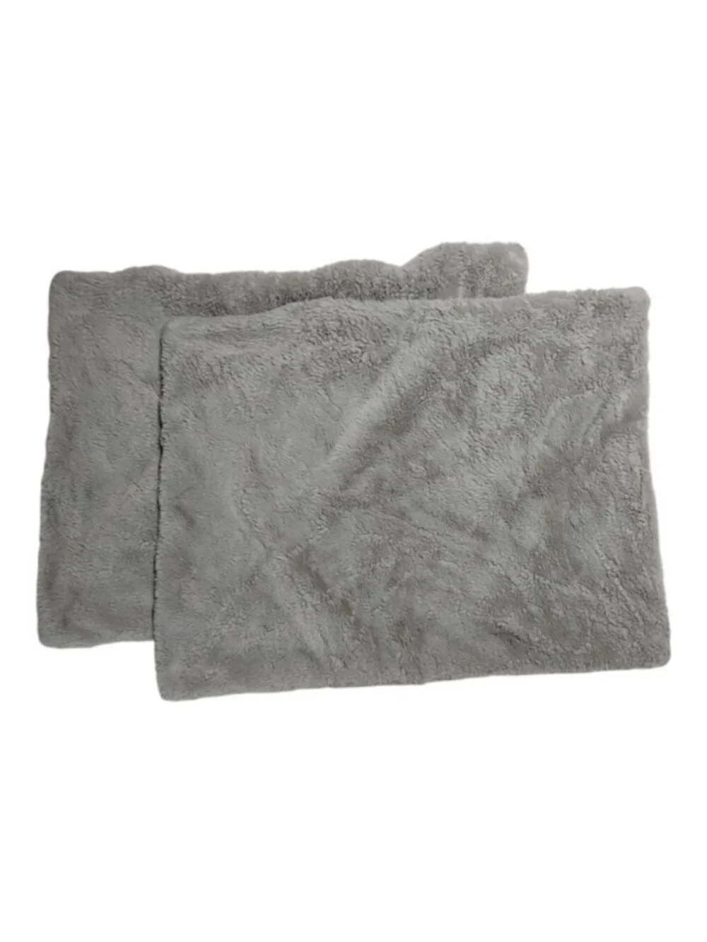 Vera Wang Gray Faux Fur Plush Standard Pillow Shams Covers Set of 2